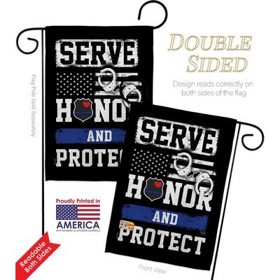 2-Sided 19 x 13 In. Serve Honor Protect Garden Flag Set -  Breeze Decor, BD-MI-GS-108441-IP-BO-D-US20-BD