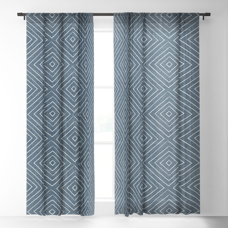 Sheer Curtain Pair, 50" W x 108" L, Dark Blue