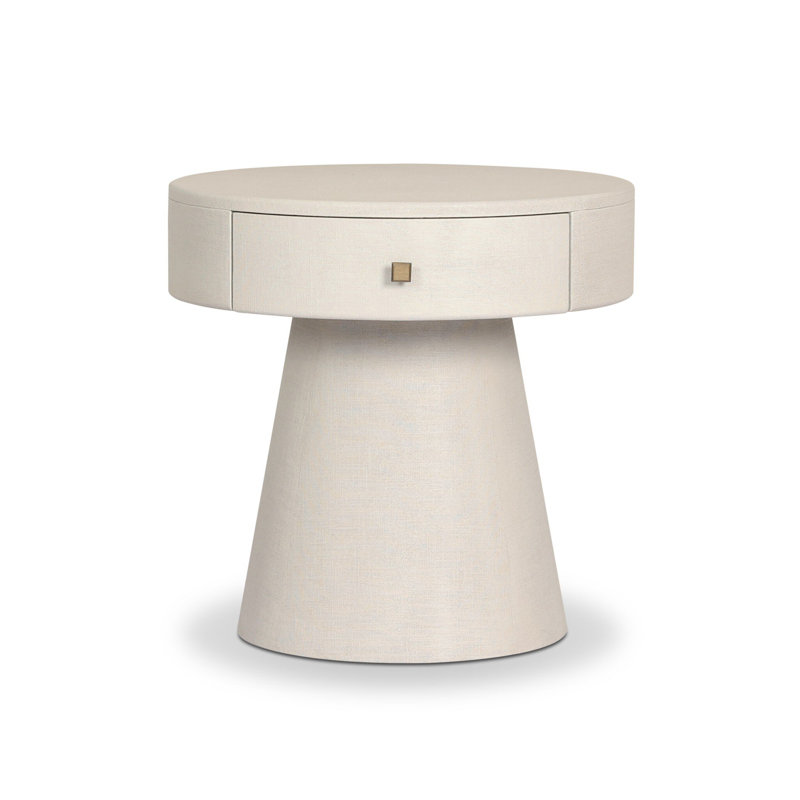 Chiro Nightstand-Black Linen, Ivory Painted Linen