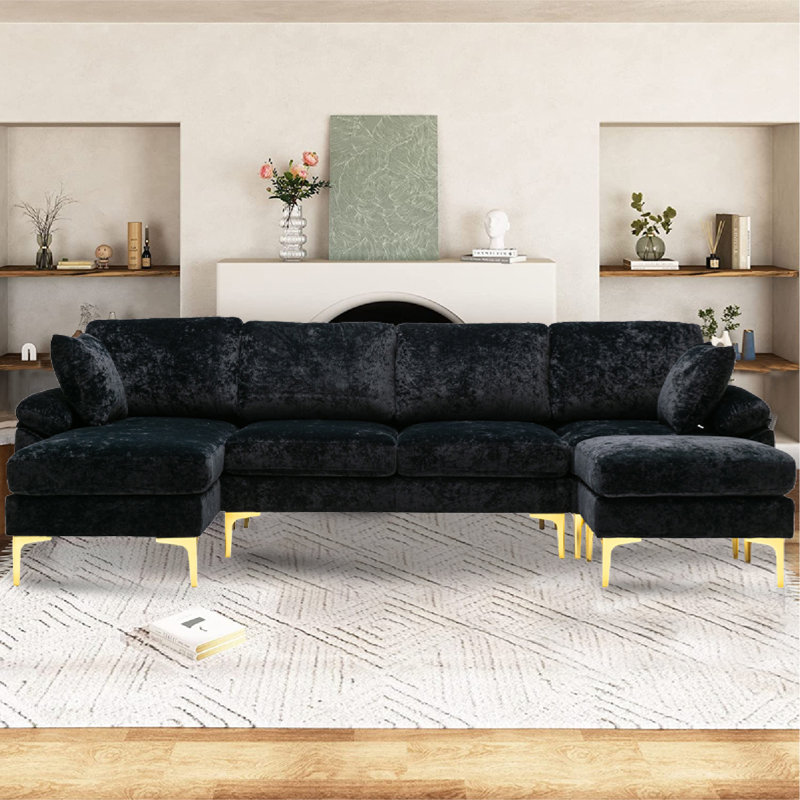 Canapé modulaire Aurlie, 100 % polyester noir