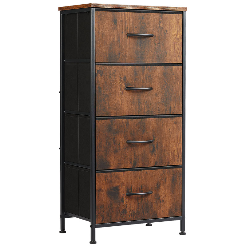 Enegess 4 Drawer Storage Dresser Chest, Brown/Black