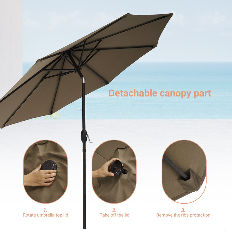 Parasol de marché rond 106,3 po Asyraf, Taupe