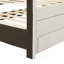 Lit plateforme tapissier simple avec lit gigogne et 3 tiroirs, tissu en lin-1772974790