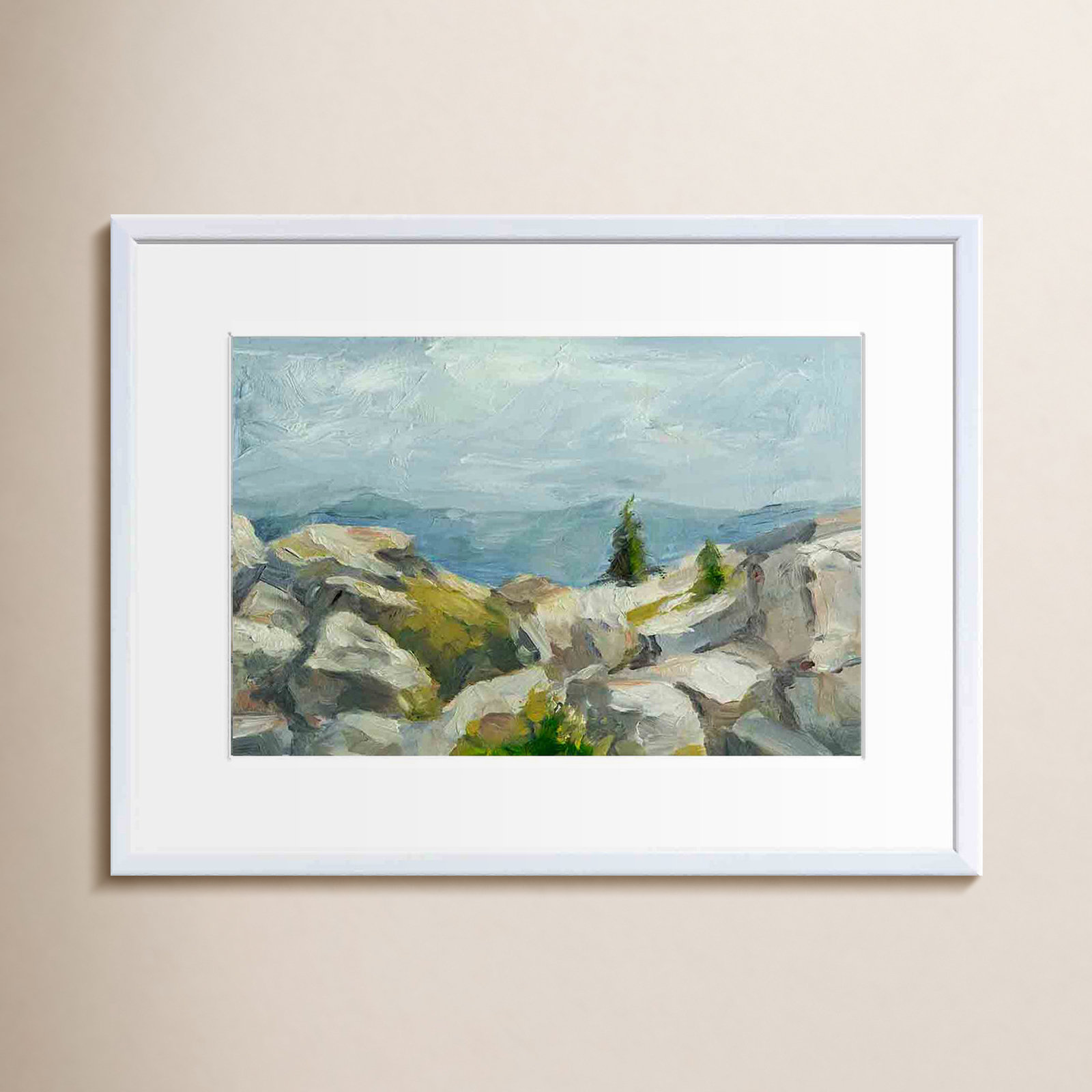 Impasto Mountainside III, White, 20"H x 30"W