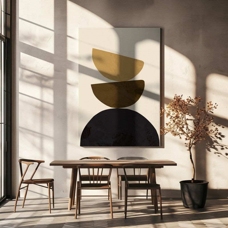 Geometrical Yellow Wrapped Canvas Wall Art, 91.44cm H x 91.44cm W