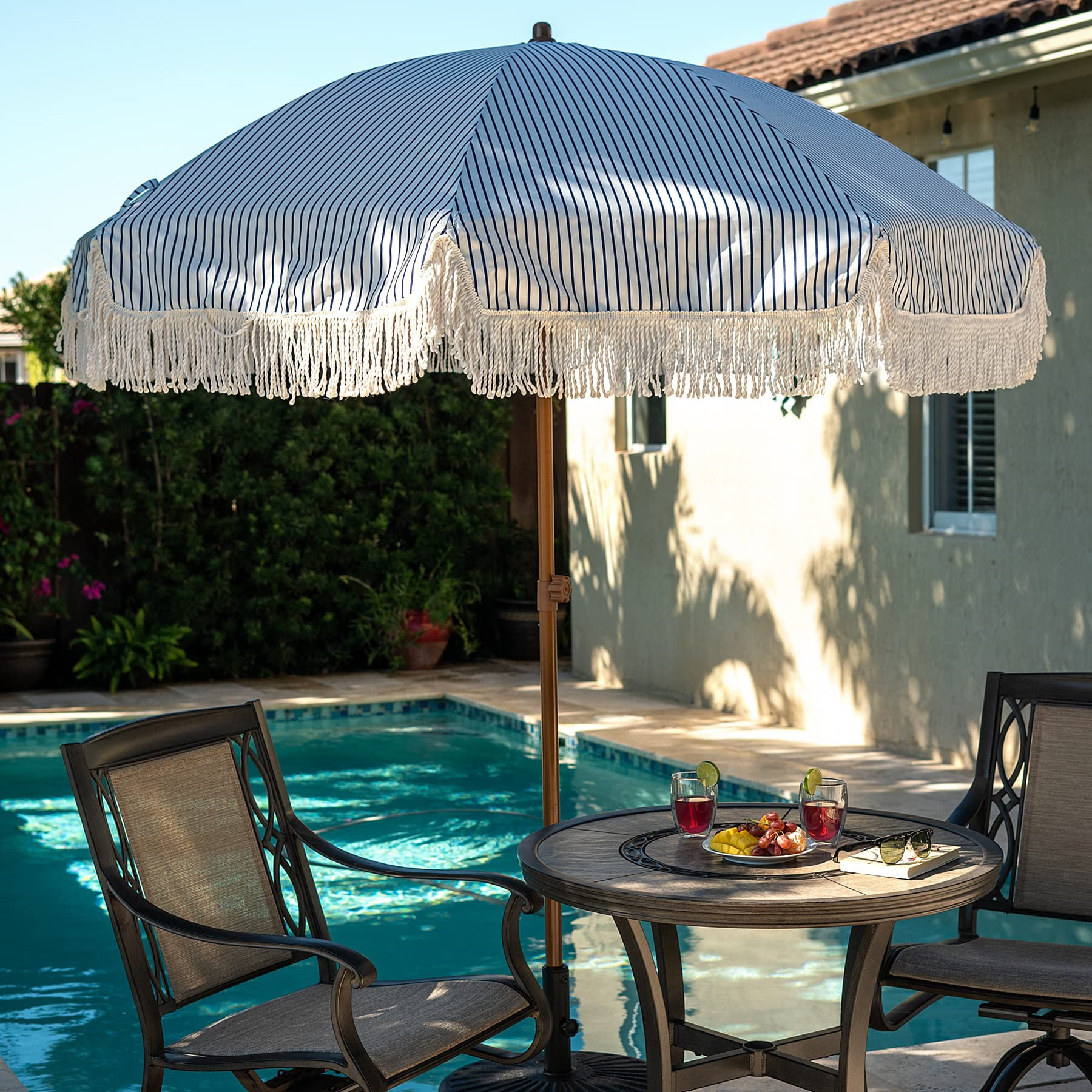 Arlmont & Co. 7ft Patio Umbrella with Fringe Tassels - Wayfair Canada