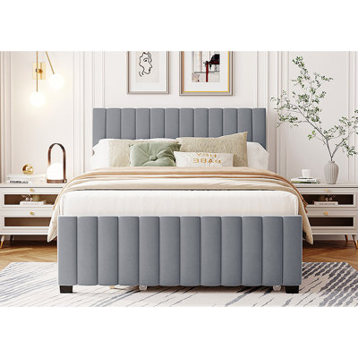 Velvet Upholstered Platform Bed With Trundle
