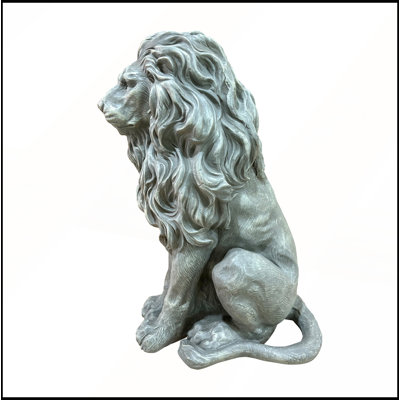 Magnesium Oxide Sitting Lion Statue Weatherproof Lion Sculpture Outdoor Garden Lawn Decor Ornament