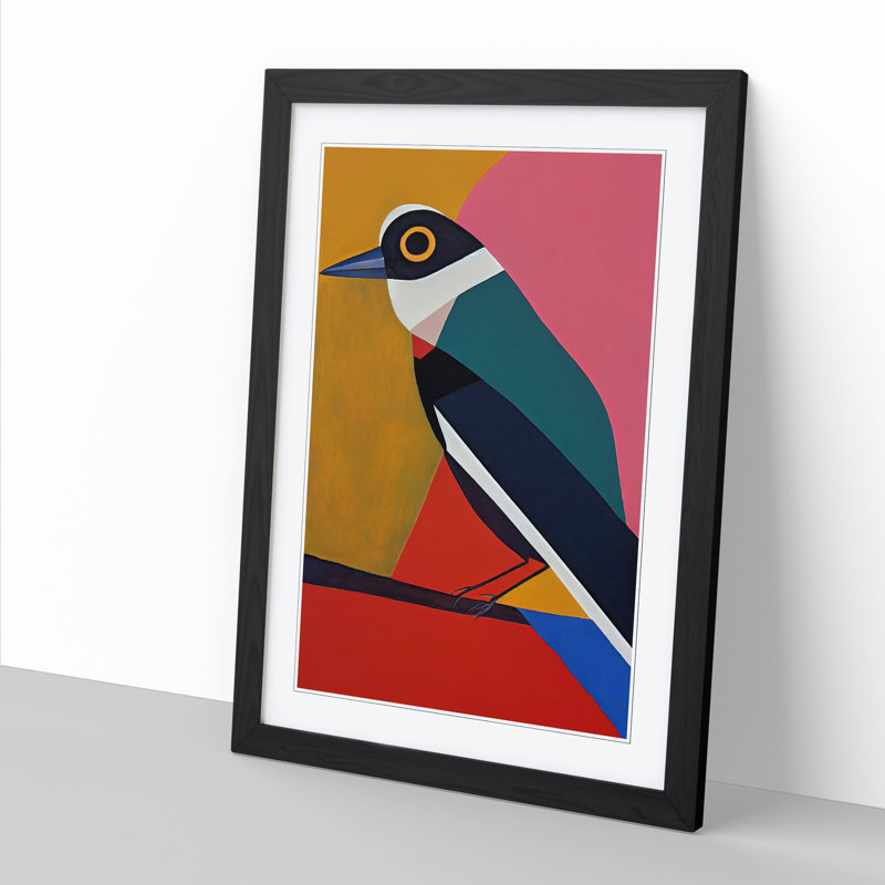 Magpie Bird Abstract Vol.2 - Wall Art, 64cm H x 46cm W x 2cm D, Walnut