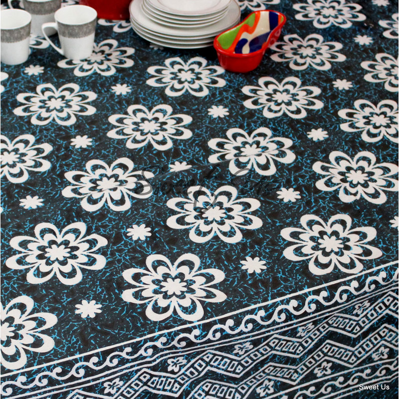 Nappe en coton 70x104, Bleu/doré