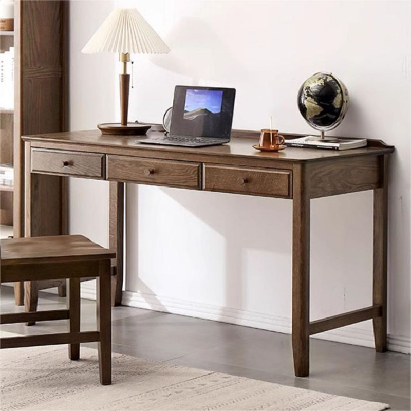 Bureau rectangulaire en bois massif avec tiroirs Walnut, H 31,1 po x l 55,12 po x P 23,62 po