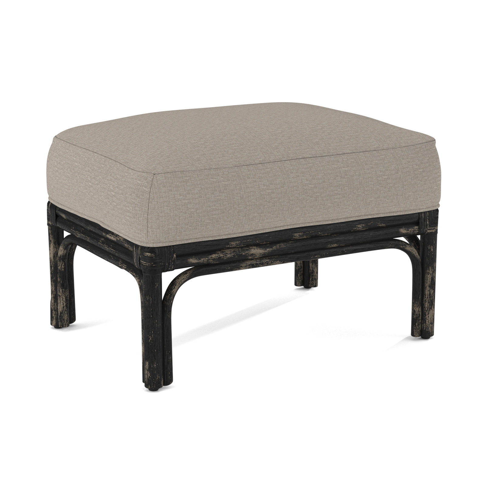 Boca Upholstered Ottoman, Beige Performance Fabric; 0851-73, Antique Black