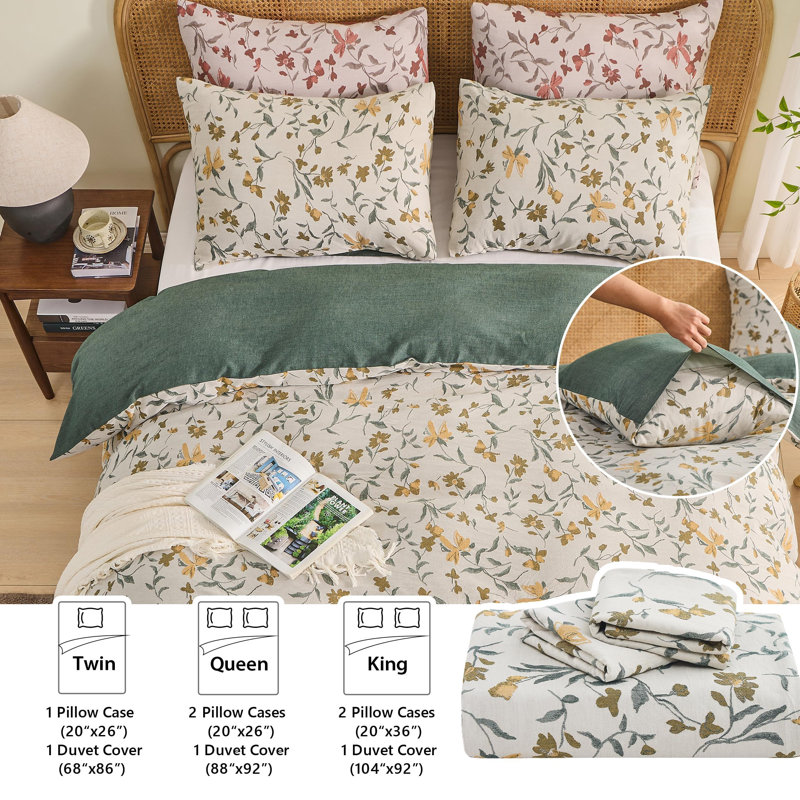 Ensemble de housse de couette 100% coton jacquard teint en coton, Housse de couette grand et 2 taies d'oreiller stan