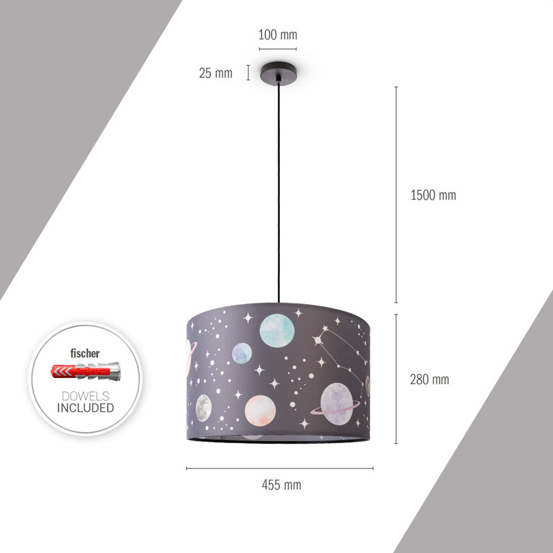 Castleberry 1 - Light Black Drum Pendant