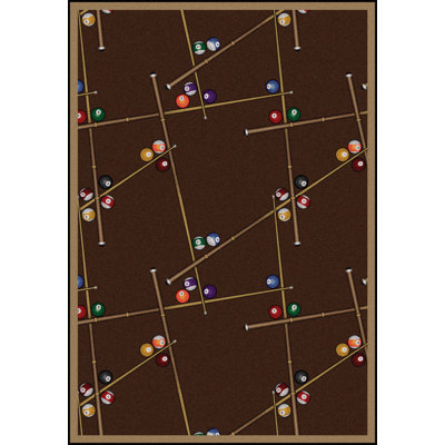 Gaming and Entertainment Snookered Tufted Chocolate Area Rug