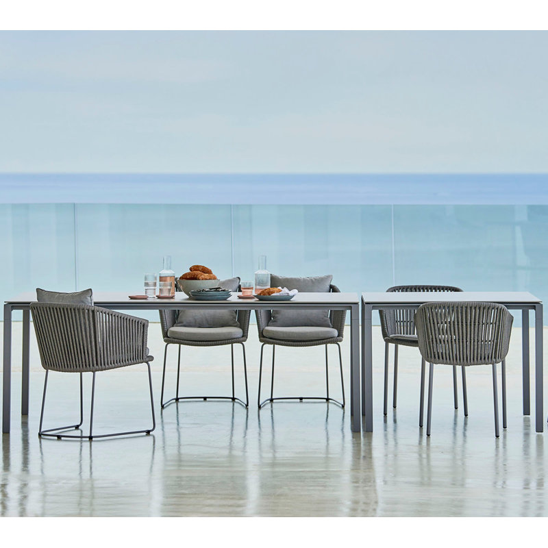 Pure Outdoor Dining Table, Nero Black, 28.8" H x 110.3" W x 39.4" D, Light Gray