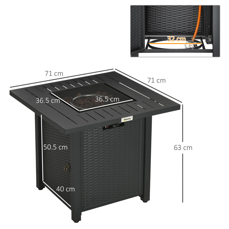 Square Propane Smokeless Fire Pit Table with Lid
