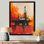 Red Orange Oil Rig Sunrise Rodeo II - Oil Rigs / Fields Wall Art Print