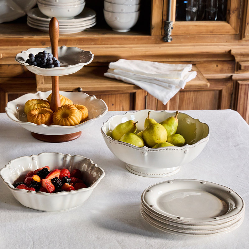 Berry & Thread 11" Footed Fruit Bowl - Whitewash