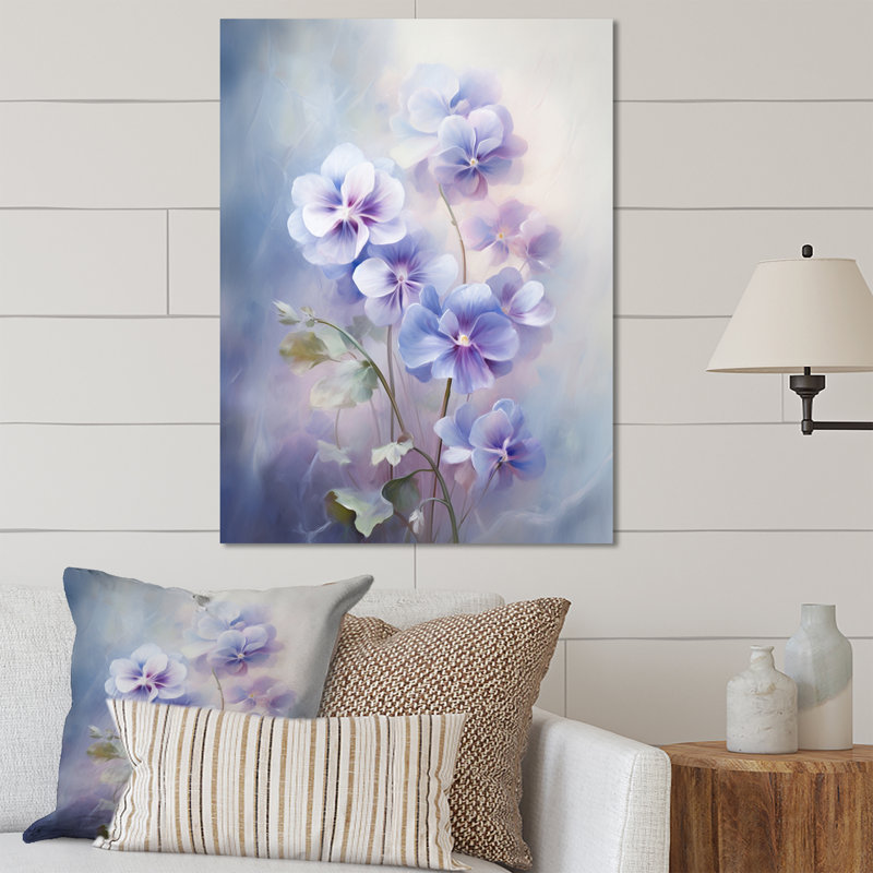 Violettes, impression romantique - art mural floral en métal, H 32 po x l 24 po x P 1 po