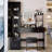 Full Body Mirror Cabinet + Round Mirror LED Vanity Table + Cushioned Stool, With 2 AC + 2 USB Power Station,17" Diameter LED Mirror, Touch Control, 3-Color, Brightness Adjustable, Large Desktop