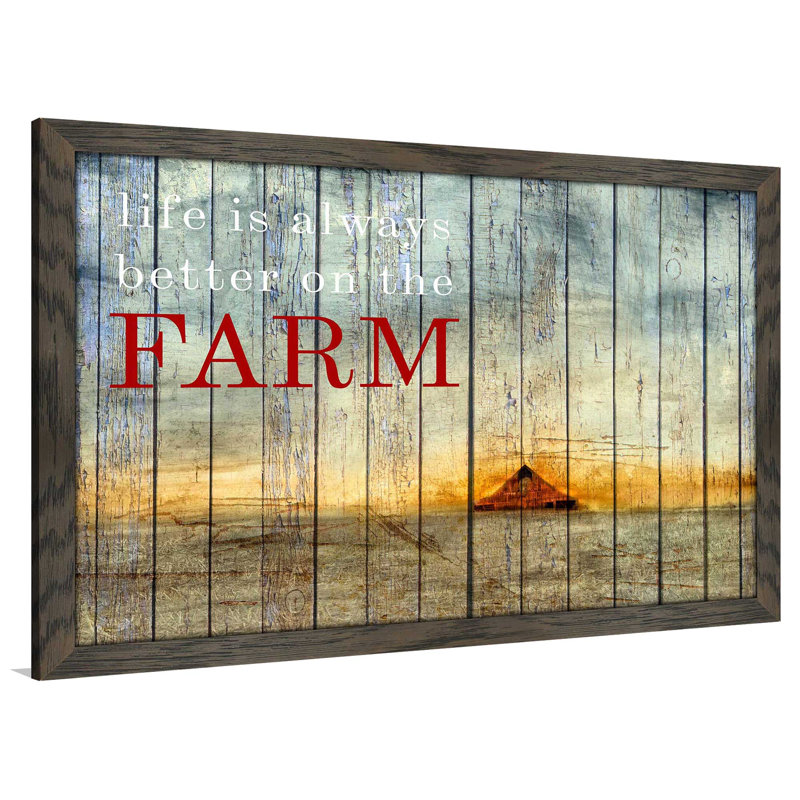 «On The Farm I», impression, H 27,5 po x l 39,5 po x P 0,75 po, Cadre chocolat patiné