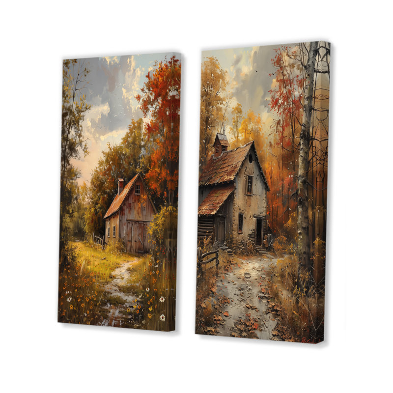 Larissa - ensemble d'art mural de grange 2 pièces, 40" H x 40" W, Ne s’applique pas, Toile tendue sur cadre