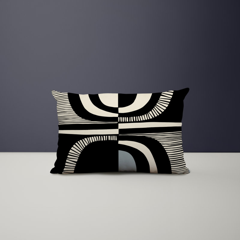 Chamu Polyester/Polyester Blend Lumbar Rectangular Indoor/Outdoor Pillow Cover & Insert, Gray, 14"H x 20"W