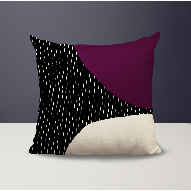 Coussin carré intérieur / extérieur pia, H 15 po x l 15 po, Mauve / noir / blanc cassé
