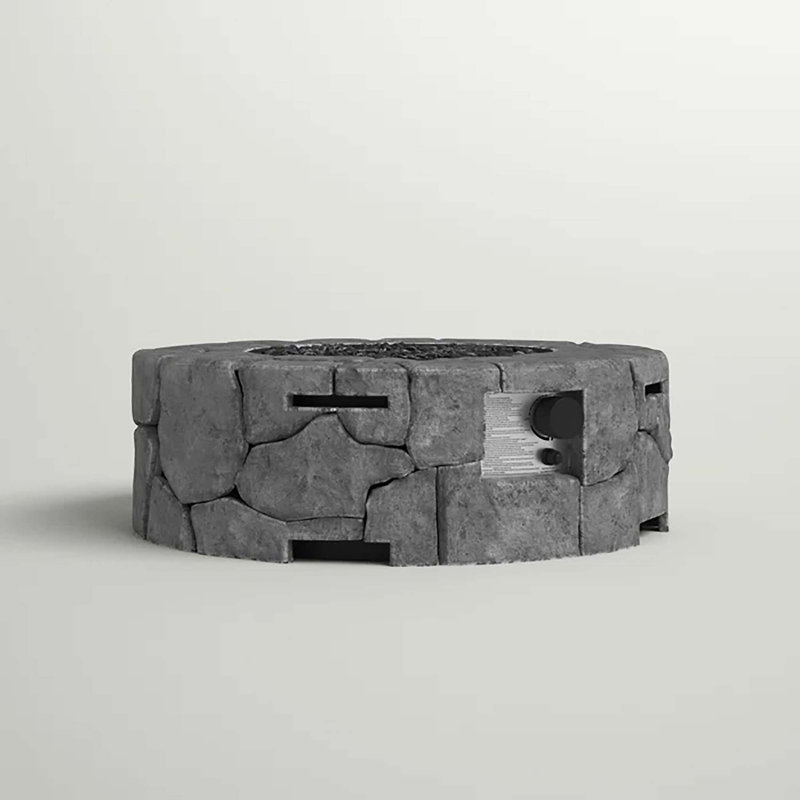 Fiber Reinforced Concrete Outdoor Fire Pit, 9" H x 28" W x 28" D, Stone Gray
