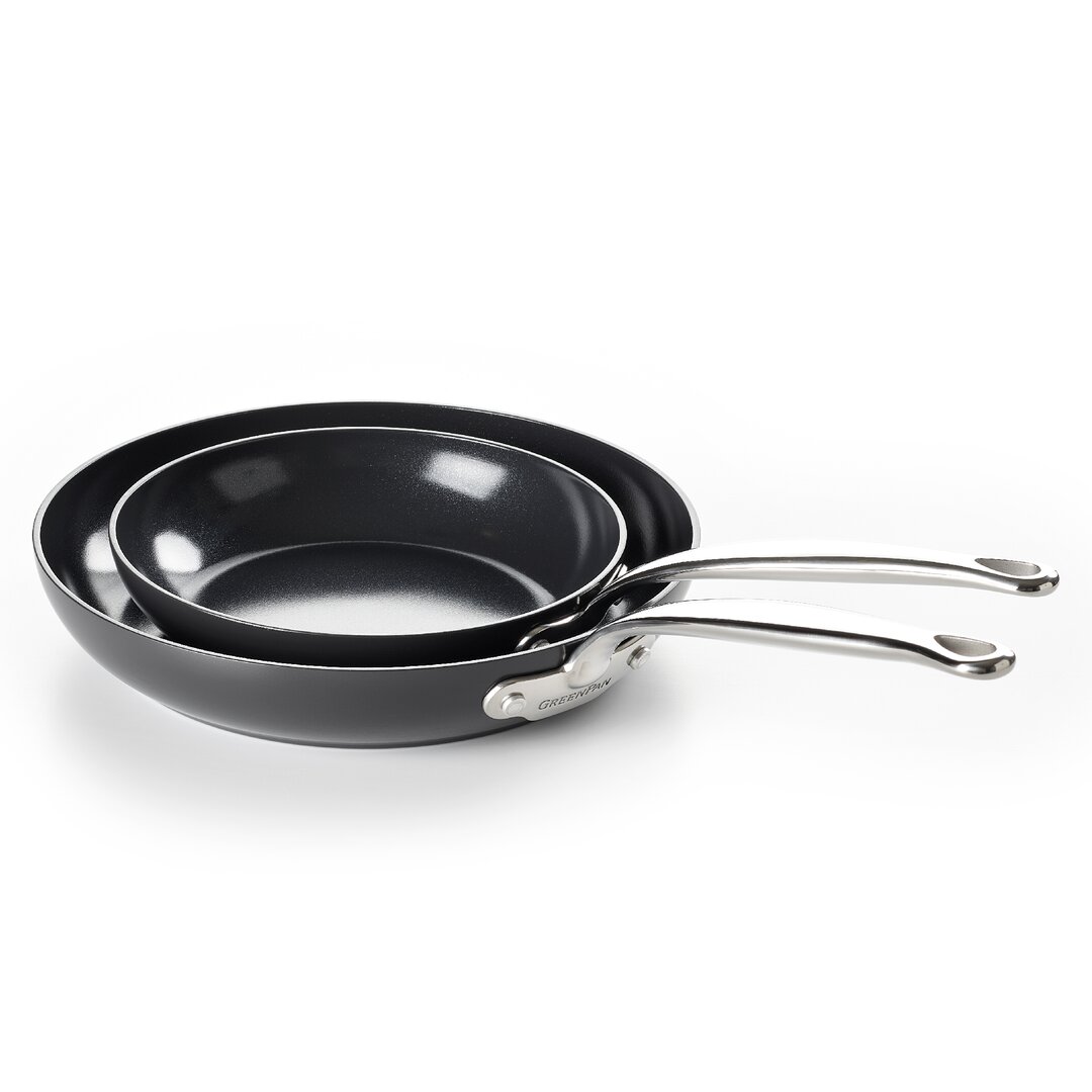 GreenPan Barcelona Black 2-Teiliges Bratpfanne Set mit keramischer Antihaftbeschichtung