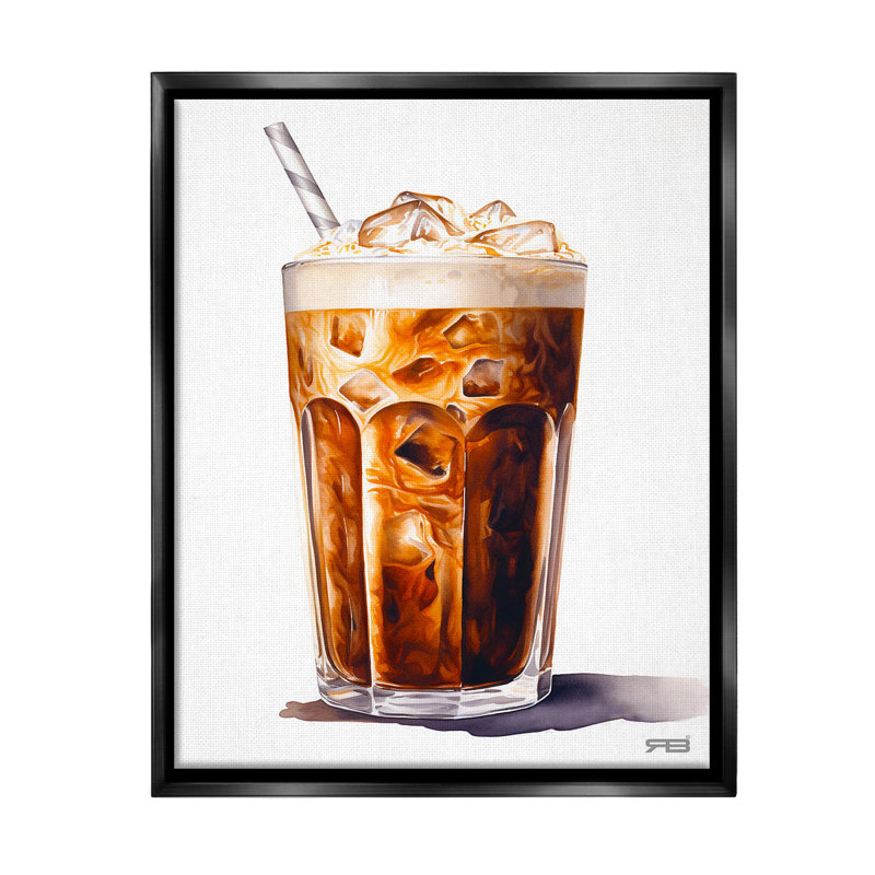 "Swirled Iced Coffee" par RB sur toile, H 31 po x l 25 po, Cadre flottant noir de jais