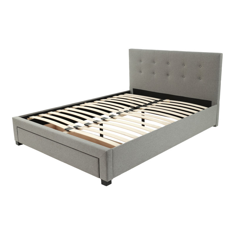 Lit tapissier avec tiroir gris, Grand