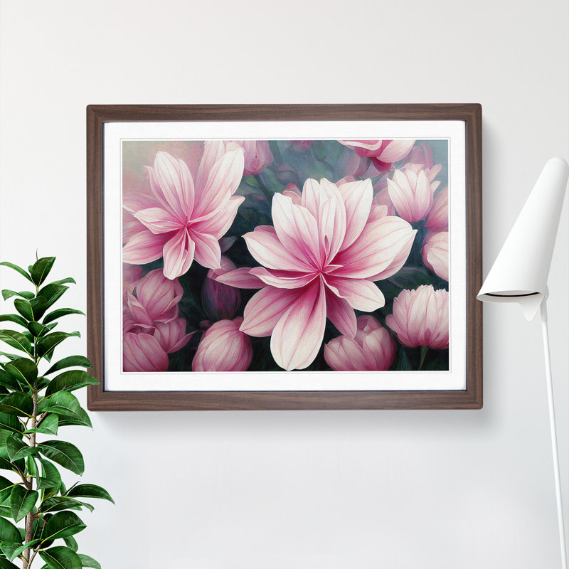 Picturesque Flowers - Framed Print, 46cm H x 64cm W x 2cm D, Walnut Framed