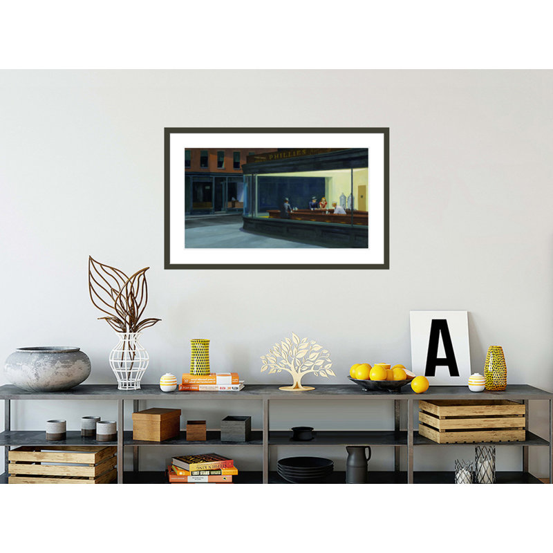 Nighthawks by Edward Hopper -Framed Giclee Print, 19.06" H x 29.5" W