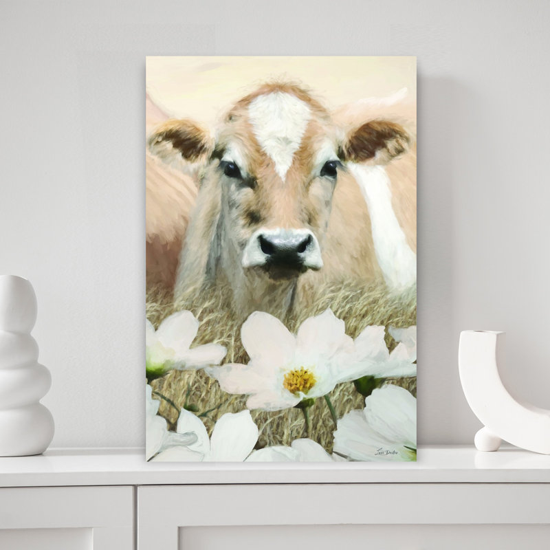 Art contemporain contemporain, paysage de vache, H 18 po x l 12 po