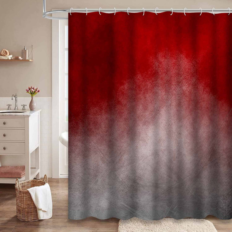 Rideau de douche rouge grunge rouge noir foncé avec 12 crochets, L 72 po x l 78 po