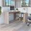 Bureau d'ordinateur moderne en L avec rangement ouvert et fermé - gris clair-359370623