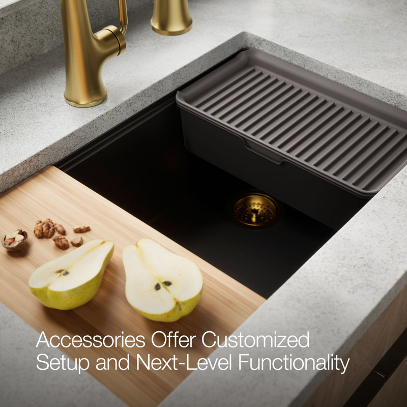 Billings Undermount Single-Bowl Workstation Kitchen Sink, Matte Black
