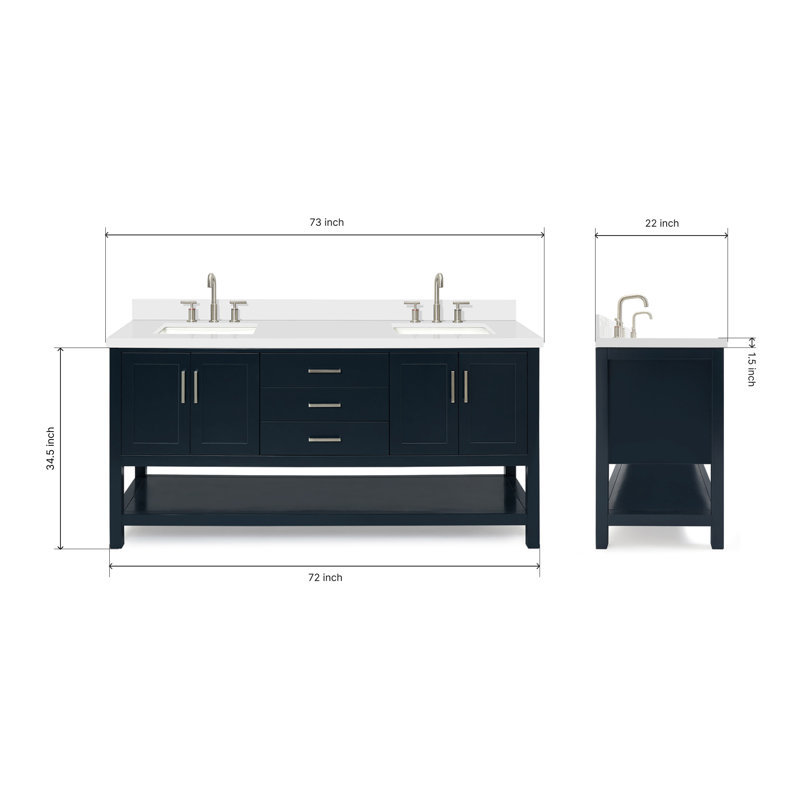 Magnolia Bath Vanity Oval Basin S073DWQ, Rectangular, Midnight Blue