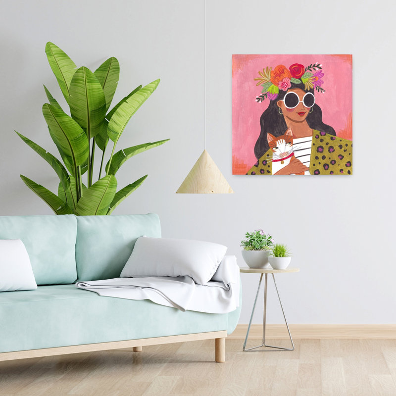 Art contemporain Portrait de fleur de chat contemporain, H 24 po x l 24 po