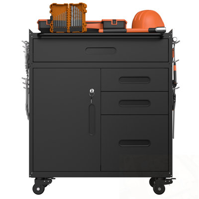 Armoire de rangement en métal avec 4 tiroirs et 1 porte