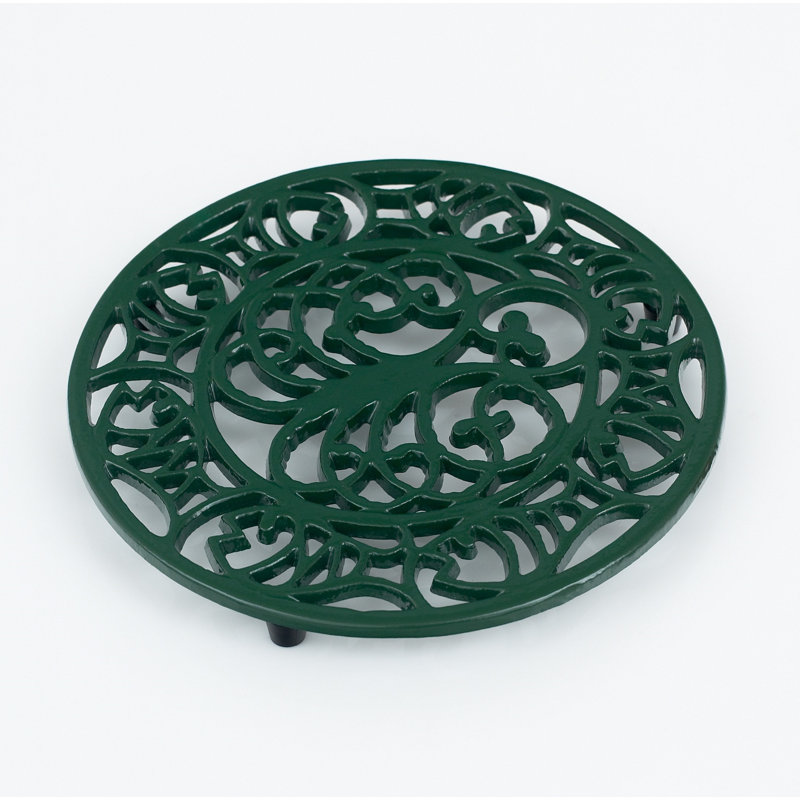 Metal Round 1 Piece Trivet, Green