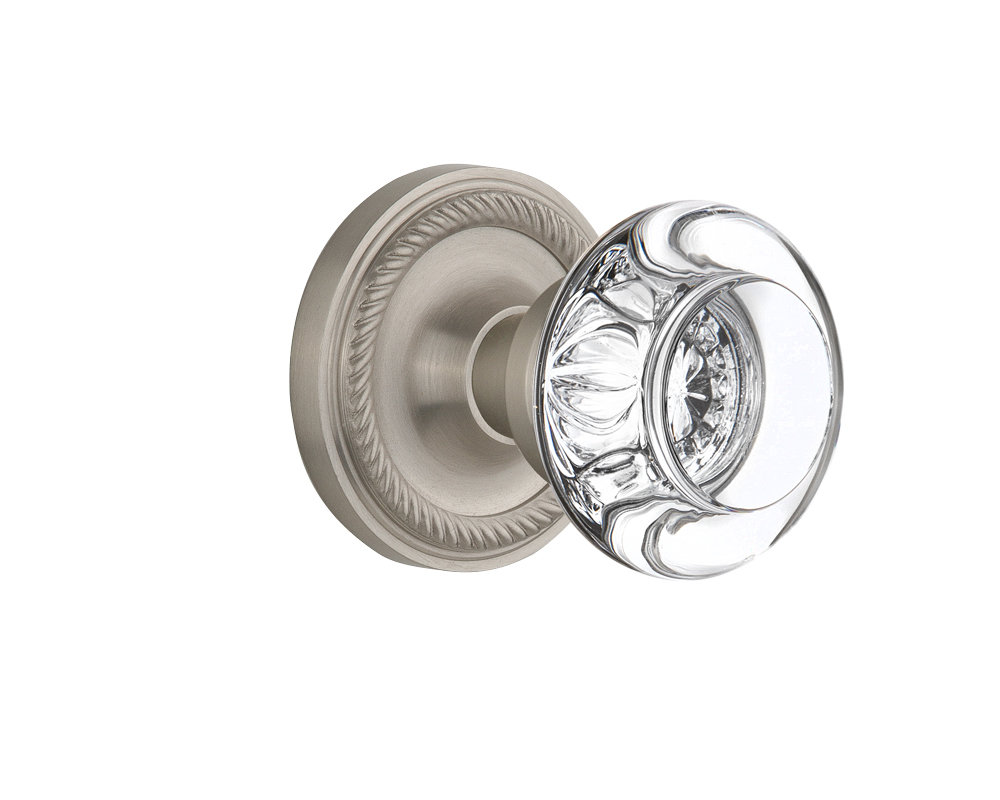 Rope Rosette with Round Clear Crystal Door Knob Nostalgic Warehouse 