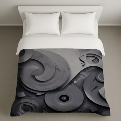 Housses de couette spirales grises abstraites