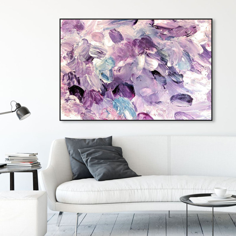 Amethyst Gardens - Peinture sur toile avec cadre flottant, Toile encadrée noire, H 10 po x l 15 po