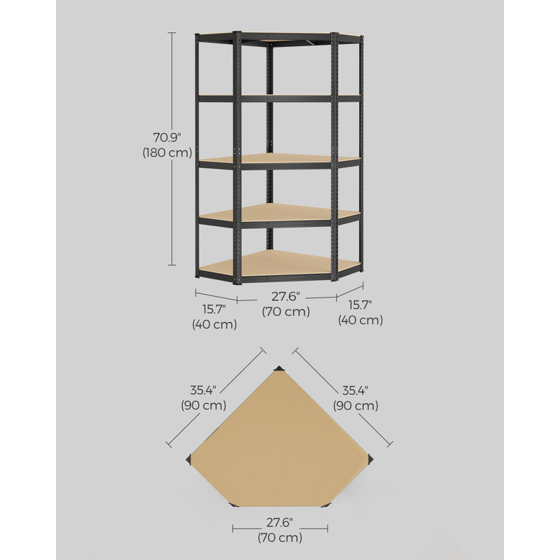 Alandis Metal Height -Adjustable Shelving Unit, Black, 180cm H x 90cm W x 90cm D