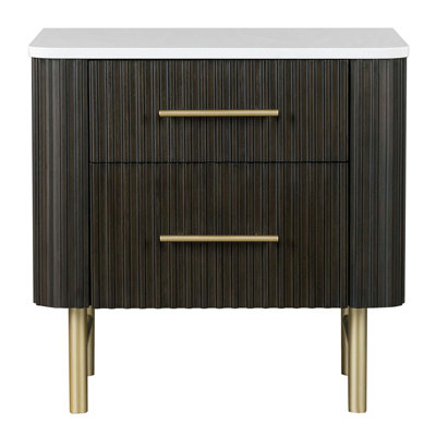 Clayten Nightstand, Marble Top & Espreeso Finish