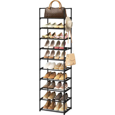 Millwood Pines Wall Mounted Burnt Wood Shoe Rack Storage