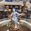 Porcelain Girl Figurine With Bronze Candle Holder Blue and White